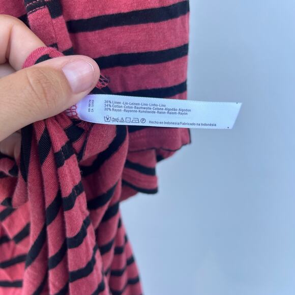 Free People Yacht Club Midi Dress Striped Long Sleeve Cut Out Red Black Medium - Picture 9 of 9